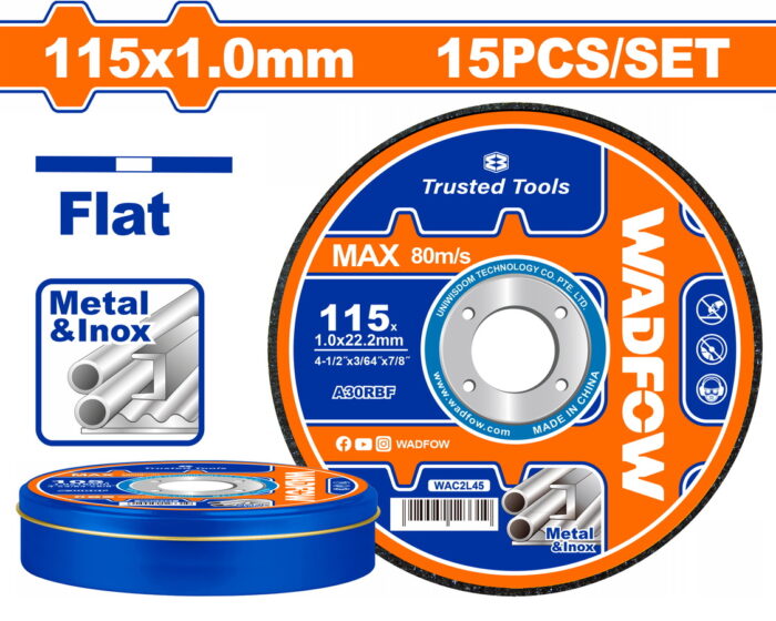 WADFOW Abrasive metal cutting disc set 115 X 1mm (WAC2L45) - Image 1