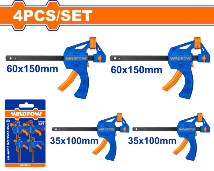 WADFOW 4Pcs quick bar clamp set 4" & 6" 4ΤΕΜ (WCZ4E21) - Image 1
