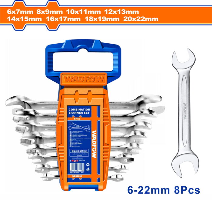 WADFOW Double open end spanner set 6Χ7 - 20Χ22 (WDS2208) - Image 1