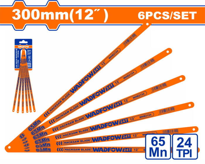 WHB2124 WADFOW Hacksaw blade set 300mm / 24T 6pcs (WHB2124) - Image 1