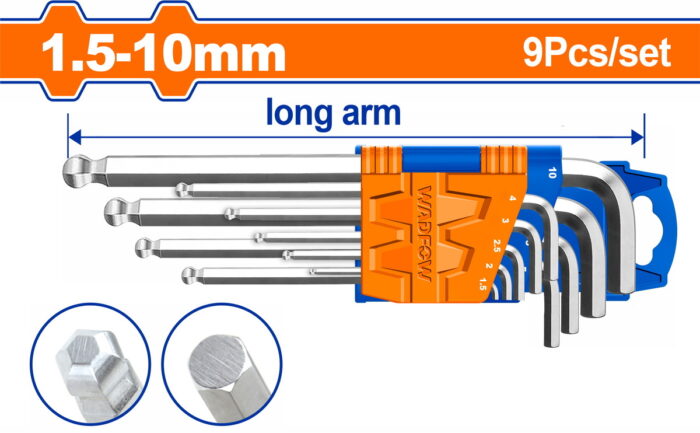 WADFOW Ball point hex key 1.5 - 10mm 9pcs (WHK2291) - Image 1