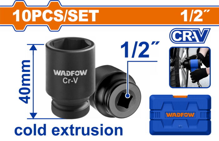 WMS1D01 WADFOW 10 Pcs 1/2" impact socket set (WMS1D01) - Image 1