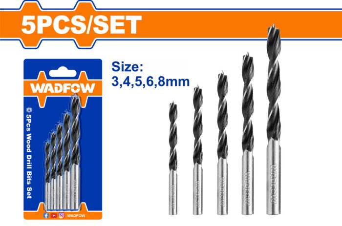WADFOW 5pcs wood drill bits set (WSJ3K01) - Image 1