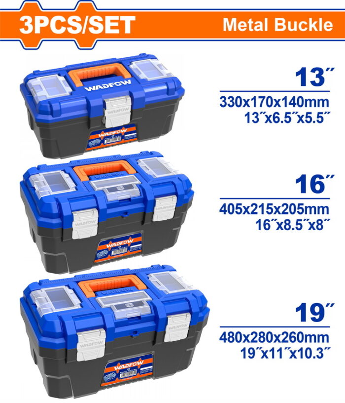 WADFOW 3 Pcs Plastic tool boxes set (WTB4103) - Image 1