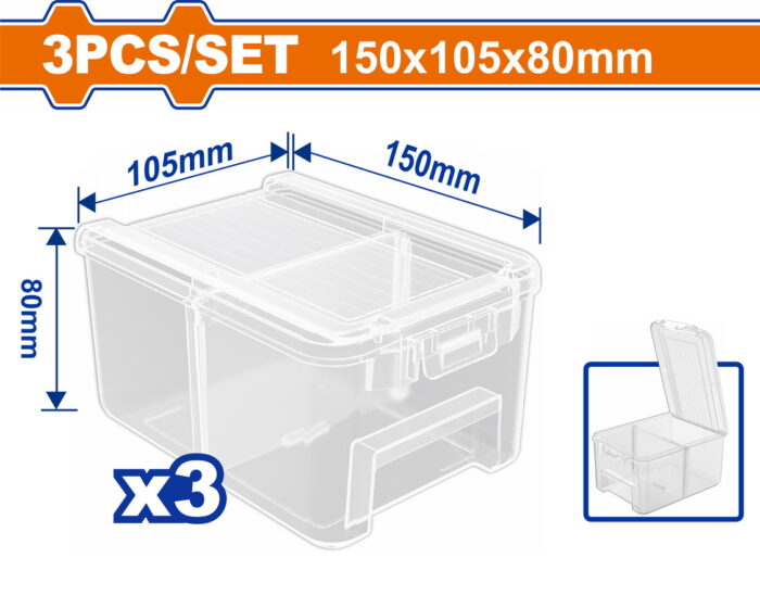 WTB8333 WADFOW 3 Pcs Transparent storage bins set (WTB8333) - Image 1