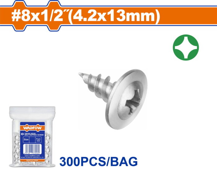 WADFOW Truss head self-tapping screw 8 Χ 1/2" / 4.2 Χ 13mm 300pcs (WXS7911) - Image 1