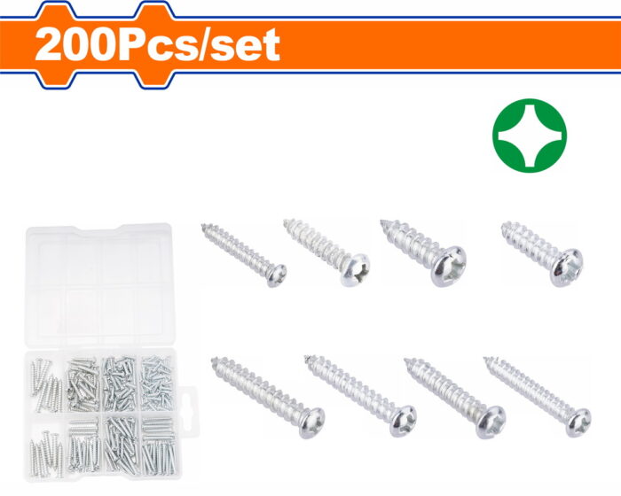 WADFOW 200 Pcs tapping screw assortment (WXSAB01) - Image 1