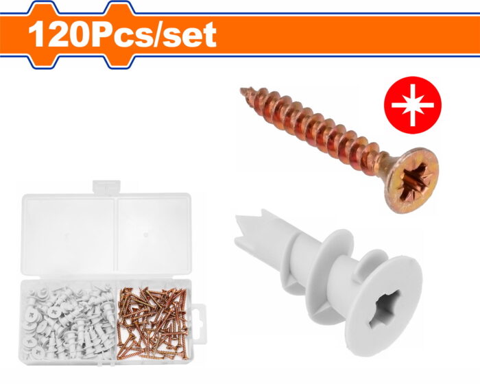 WADFOW 120 Pcs chipboard screw & anchors (WXT1B01) - Image 1